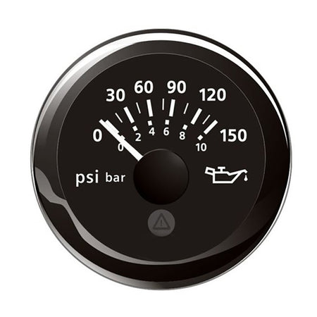 Veratron 52MM (2 - 1/16") ViewLine Oil Pressure Indicator 0 to 150 PSI - Black Dial & Round Bezel - Get Tight Gear