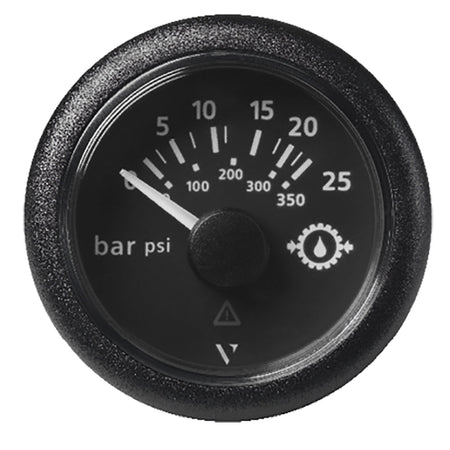 Veratron 52MM (2 - 1/16") ViewLine Transmission Oil Pressure 25 Bar/350 PSI - Black Dial & Round Bezel - Get Tight Gear