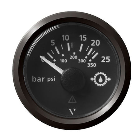 Veratron 52MM (2 - 1/16") ViewLine Transmission Oil Pressure 25 Bar/350 PSI - Black Dial & Triangular Bezel - Get Tight Gear