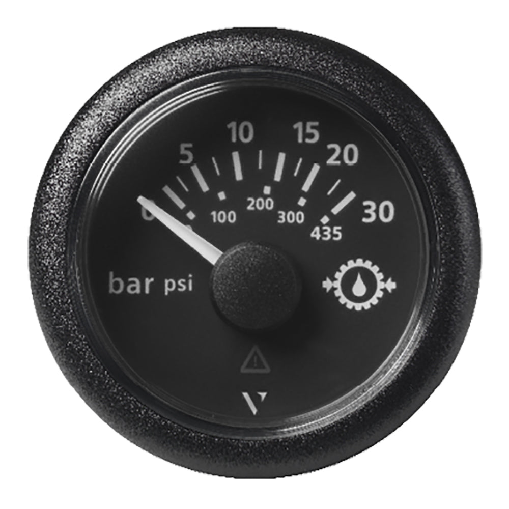 Veratron 52MM (2 - 1/16") ViewLine Transmission Oil Pressure 30 Bar/435 PSI - Black Dial & Round Bezel - Get Tight Gear