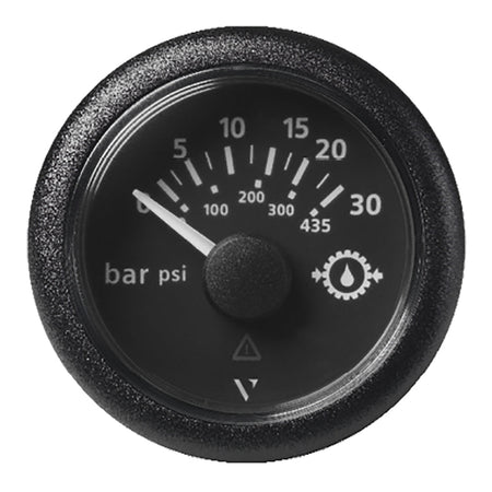 Veratron 52MM (2 - 1/16") ViewLine Transmission Oil Pressure 30 Bar/435 PSI - Black Dial & Round Bezel - Get Tight Gear