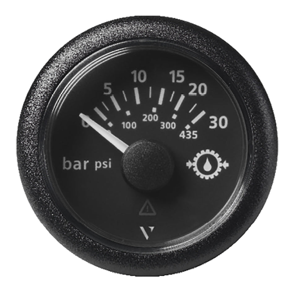 Veratron 52MM (2 - 1/16") ViewLine Transmission Oil Pressure 30 Bar/435 PSI - Black Dial & Round Bezel - Get Tight Gear