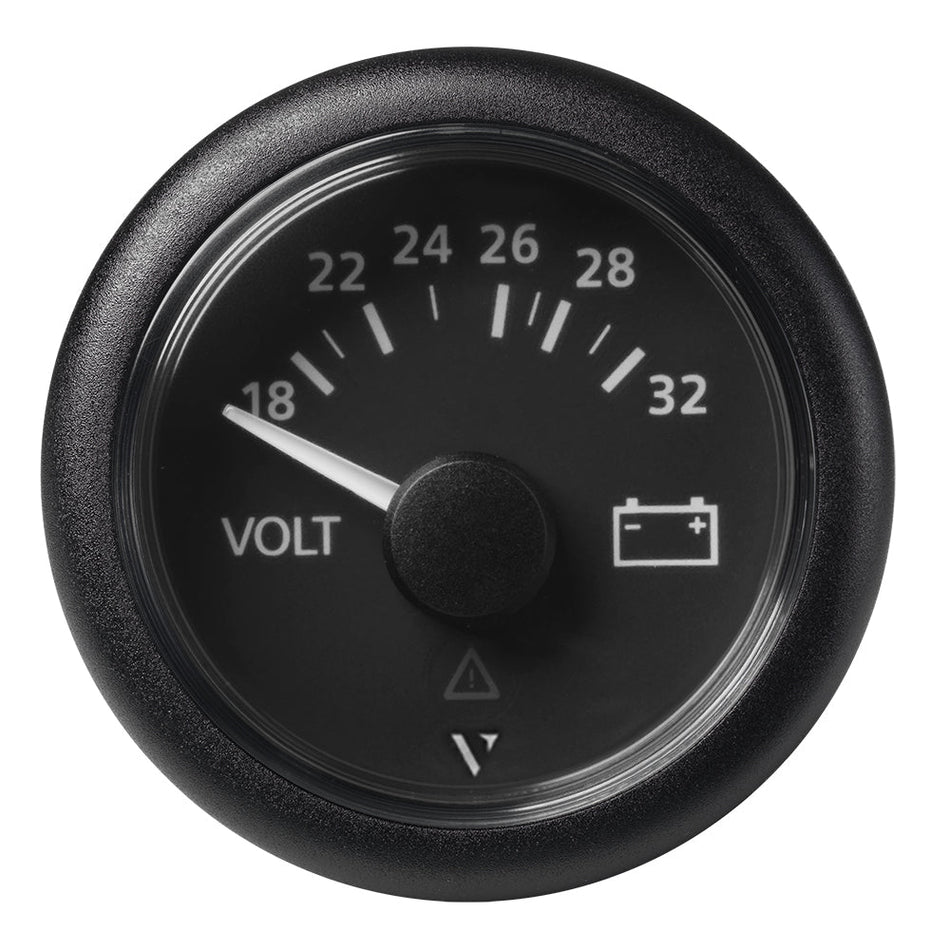 Veratron 52mm (2 - 1/16") Viewline Voltmeter 18 - 32V - Black Dial & Bezel - Get Tight Gear