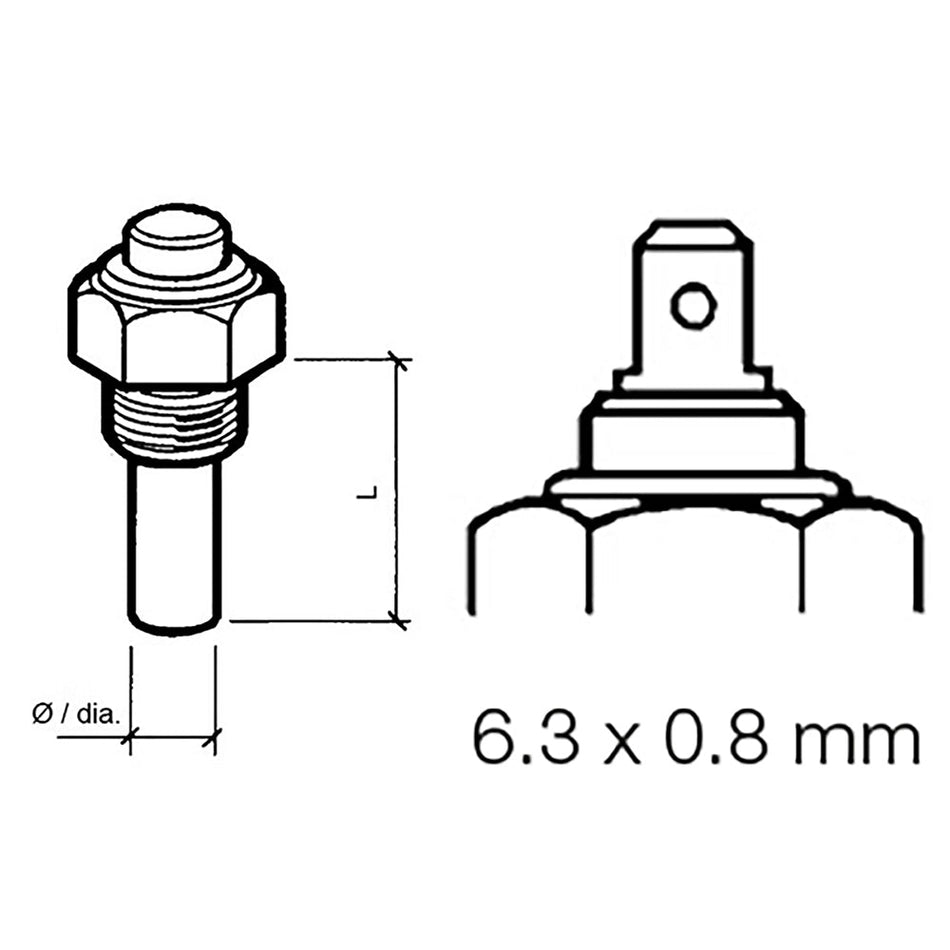 Veratron Engine Oil Temperature Sensor - Single Pole, Common Ground - 50 - 150C/120 - 300F - 6/24V - M14 x 1.5 Thread - Get Tight Gear