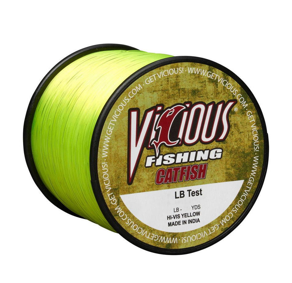 Vicious Catfish Hi - Vis Yellow Mono - 14 Lb Test - Get Tight Gear