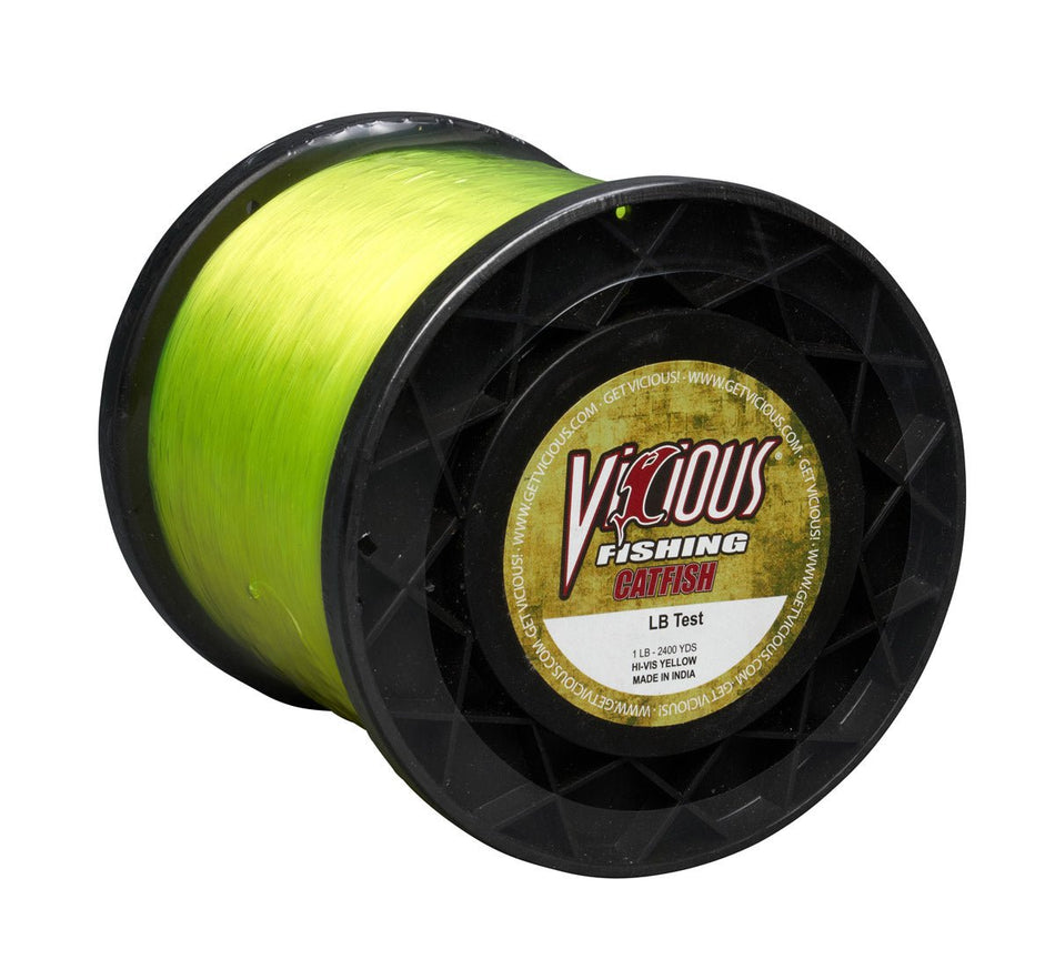 Vicious Catfish Hi - Vis Yellow Mono - 14 Lb Test - Get Tight Gear