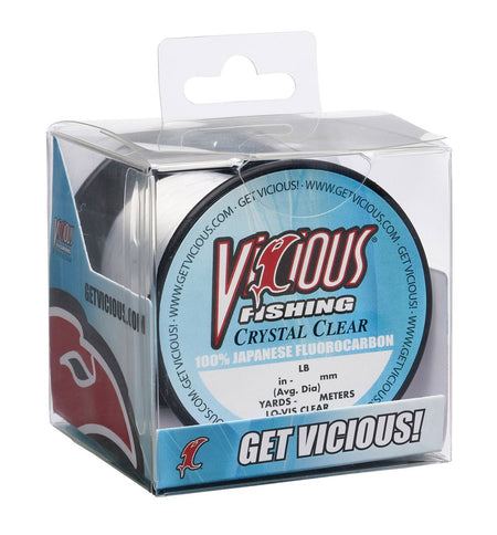 Vicious Crystal Clear 100% Japanese Fluorocarbon - 10 Lb Test - Get Tight Gear
