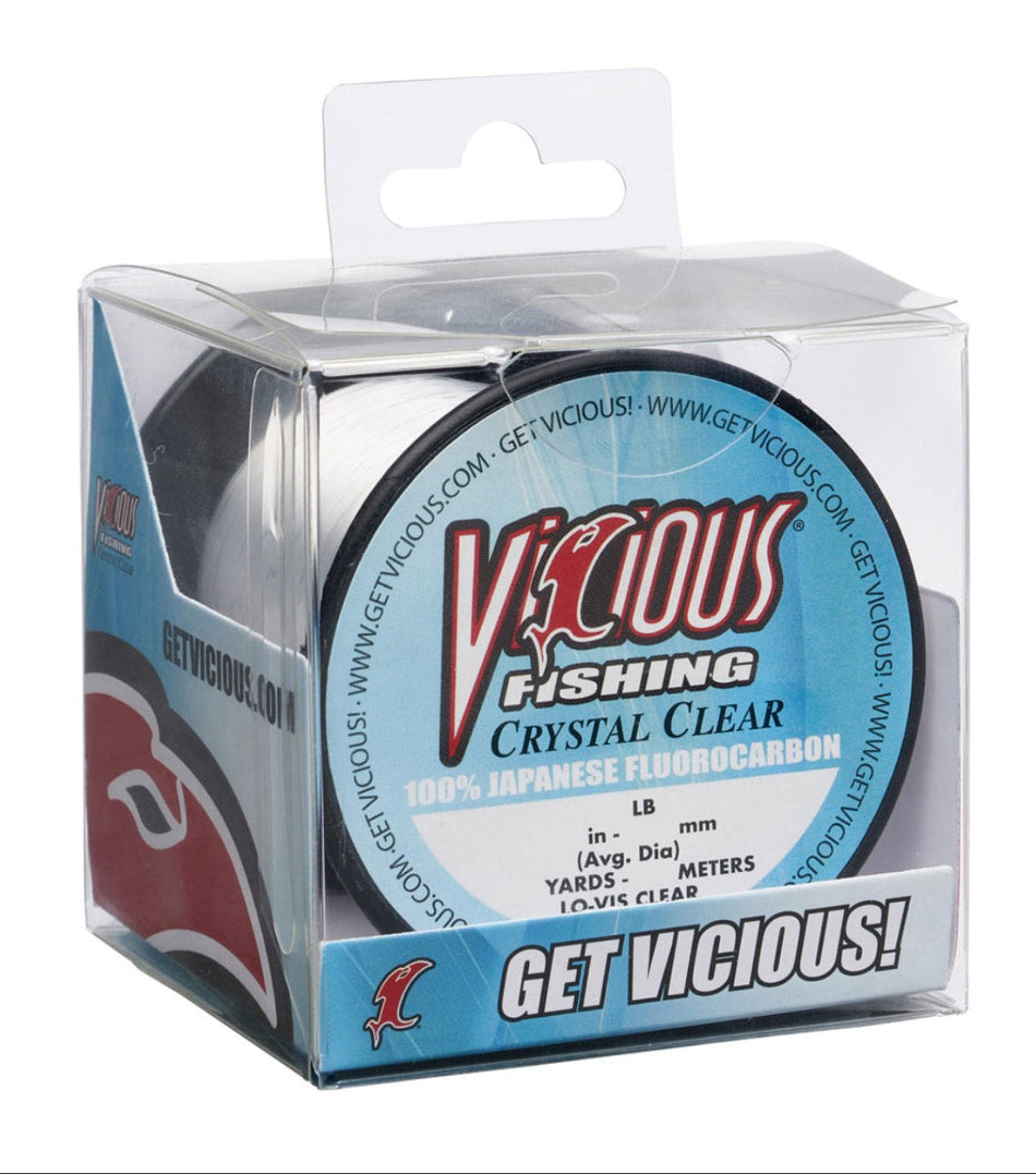 Vicious Crystal Clear 100% Japanese Fluorocarbon - 14 Lb Test - Get Tight Gear