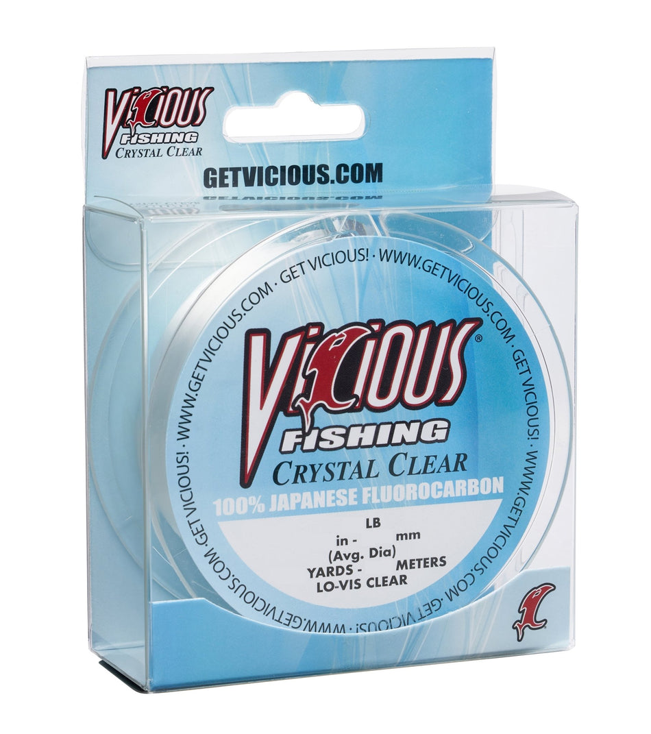 Vicious Crystal Clear 100% Japanese Fluorocarbon - 6 Lb Test - Get Tight Gear