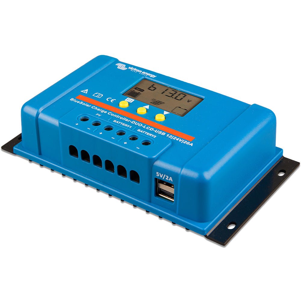 Victron BlueSolar PWM Charge Controller (DUO) LCD & USB Charge Control - 12/24VDC - 20A - Get Tight Gear