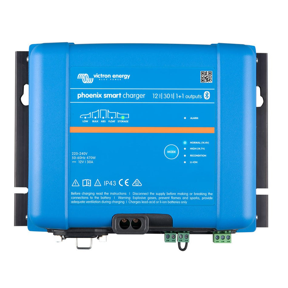 Victron Phoenix Smart IP43 Charger 12/30 (1+1) 120 - 240VAC Requires 5 - 15P Mains Cord - Get Tight Gear