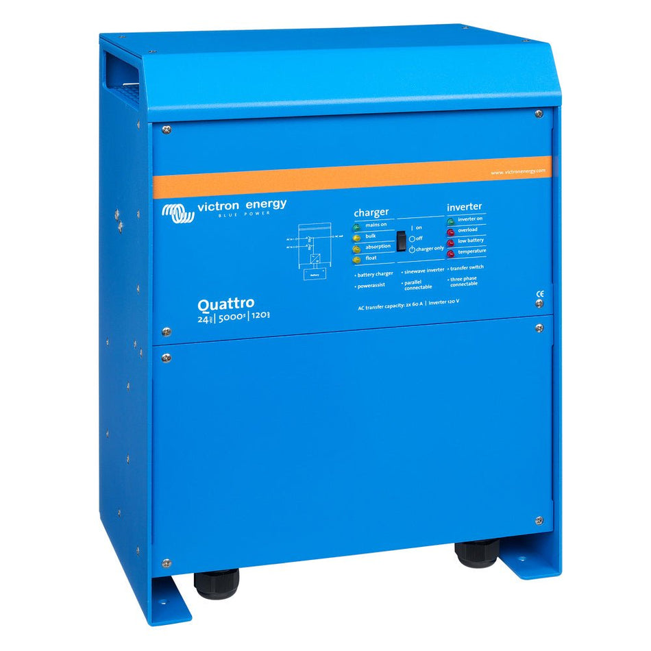 Victron Quattro Inverter/Charger 24V DC - 5000W - Dual 100AMP 120V AC Inputs - Auto Transfer Switch - 120AMP Battery Charger - Stackable - Get Tight Gear