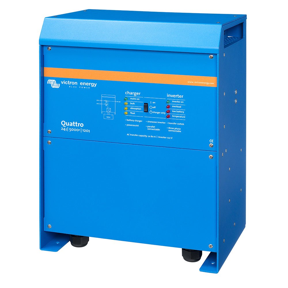 Victron Quattro Inverter/Charger 24V DC - 5000W - Dual 100AMP 120V AC Inputs - Auto Transfer Switch - 120AMP Battery Charger - Stackable - Get Tight Gear