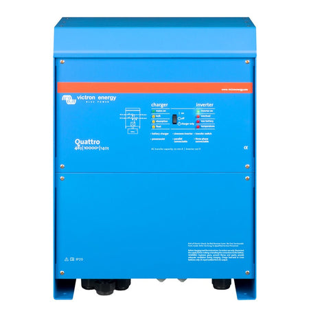 Victron Quattro Inverter/Charger 48 VDC - 10,000W - Dual 100AMP 120V AC Inputs - Auto Transfer Switch - 140AMP Battery Charger - Stackable - Get Tight Gear