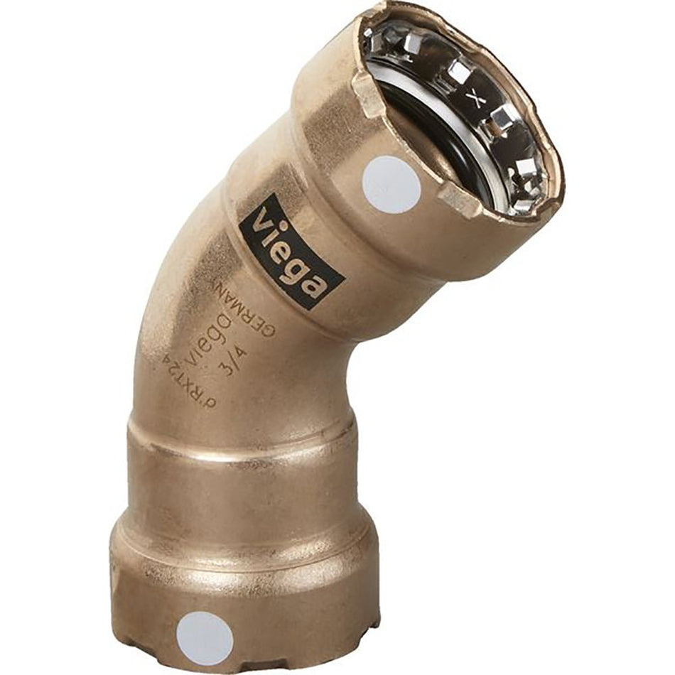 Viega MegaPress 1" 45 Copper Nickel Elbow - Double Press Connection - Smart Connect Technology - Get Tight Gear