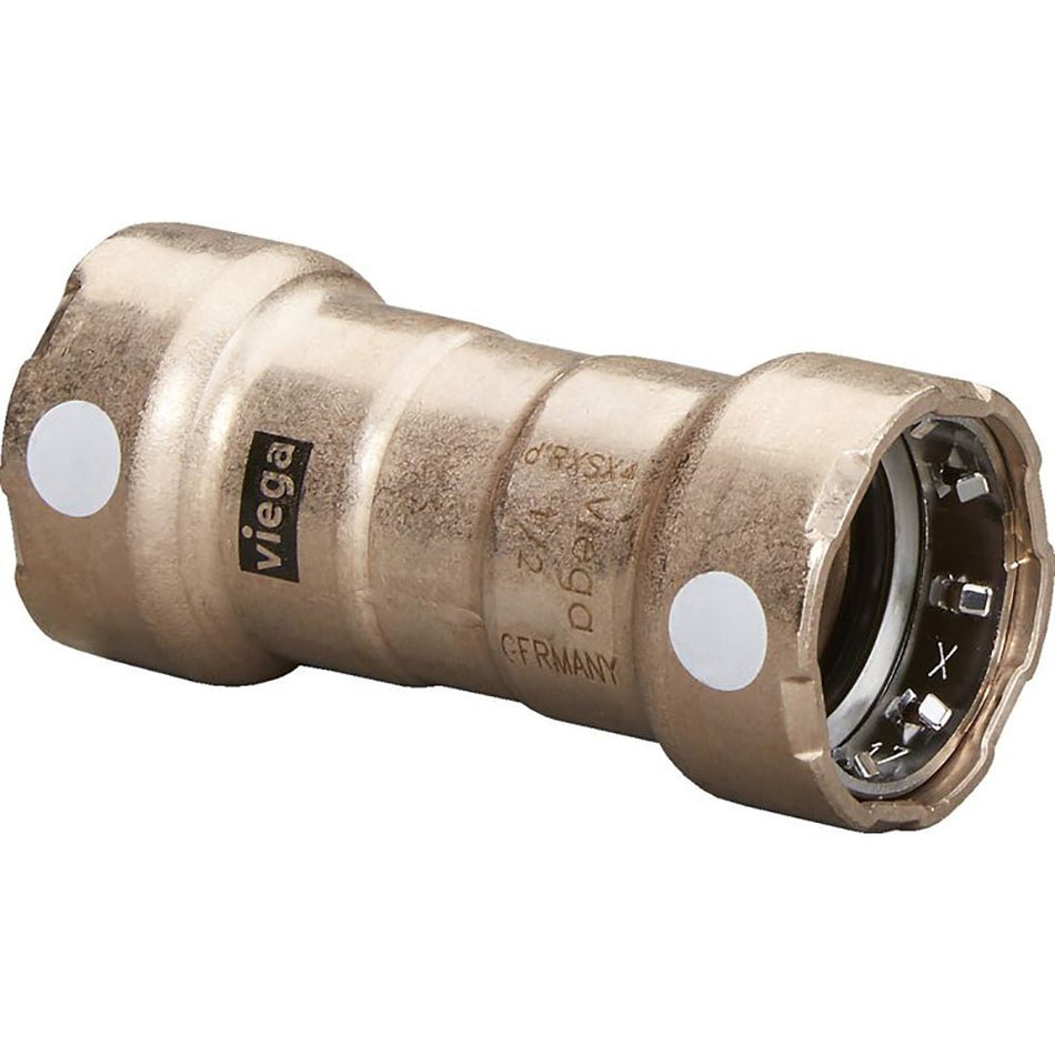 Viega MegaPress 1" Copper Nickel Coupling w/Stop Double Press Connection - Smart Connect Technology - Get Tight Gear