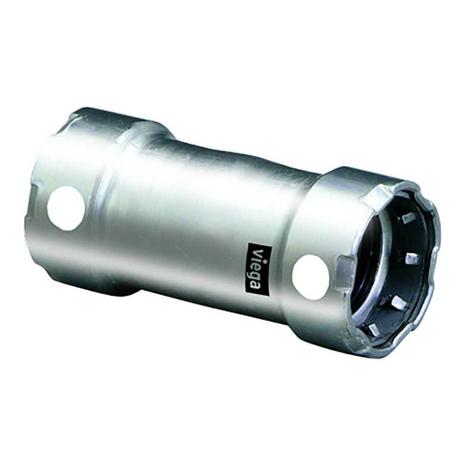 Viega MegaPress 1" Stainless Steel 304 Coupling w/o Stop - Double Press Connection - Smart Connect Technology - Get Tight Gear