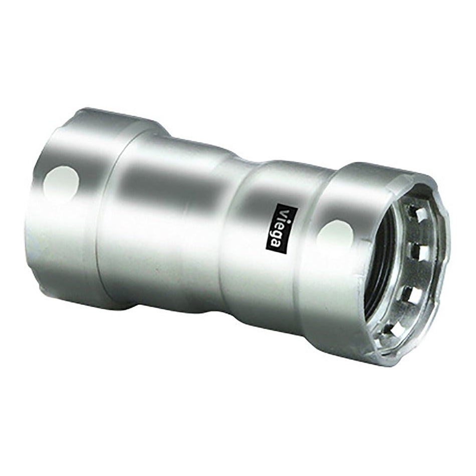 Viega MegaPress 1" Stainless Steel 304 Coupling w/Stop - Double Press Connection - Smart Connect Technology - Get Tight Gear