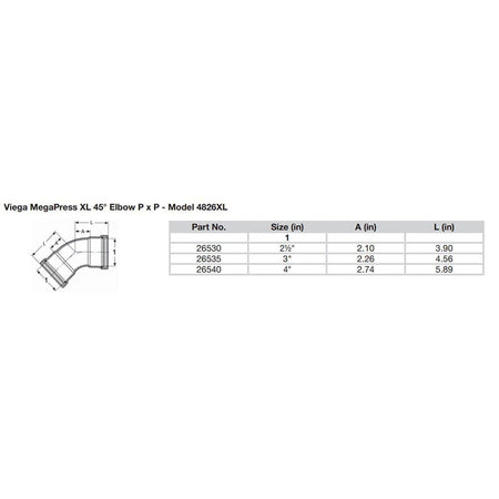 Viega MegaPress 2 - 1/2" 45 Carbon Steel Elbow w/FKM - Double Press Connection - Smart Connect Technology - Get Tight Gear