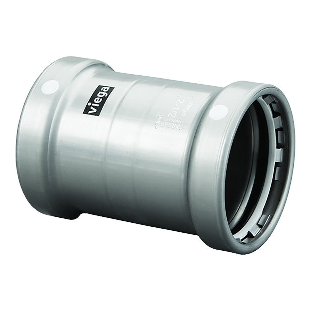 Viega MegaPress 2 - 1/2" Carbon Steel Coupling w/o Stop w/FMK - Double Press Connection - Smart Connect Technology - Get Tight Gear