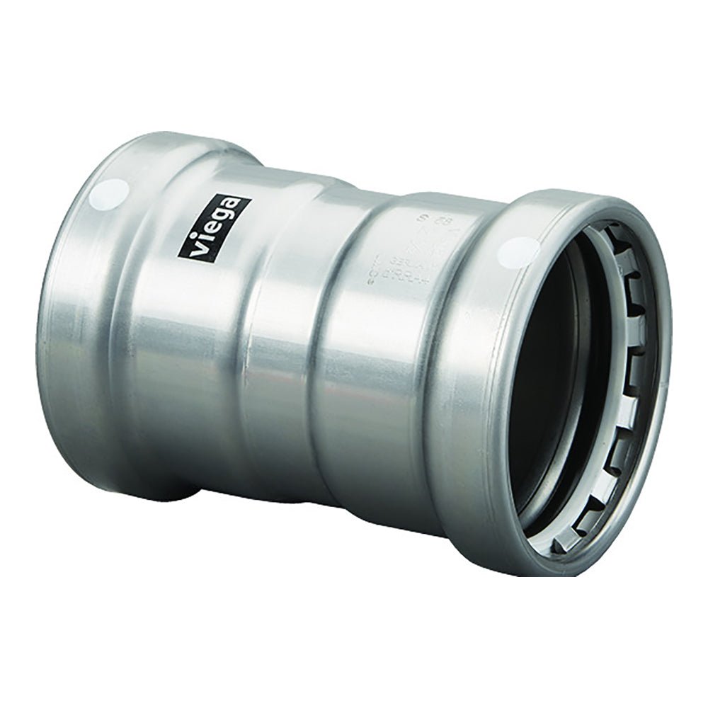 Viega MegaPress 2 - 1/2" Carbon Steel Coupling w/Stop w/FMK Double Press Connection - Smart Connect Technology - Get Tight Gear