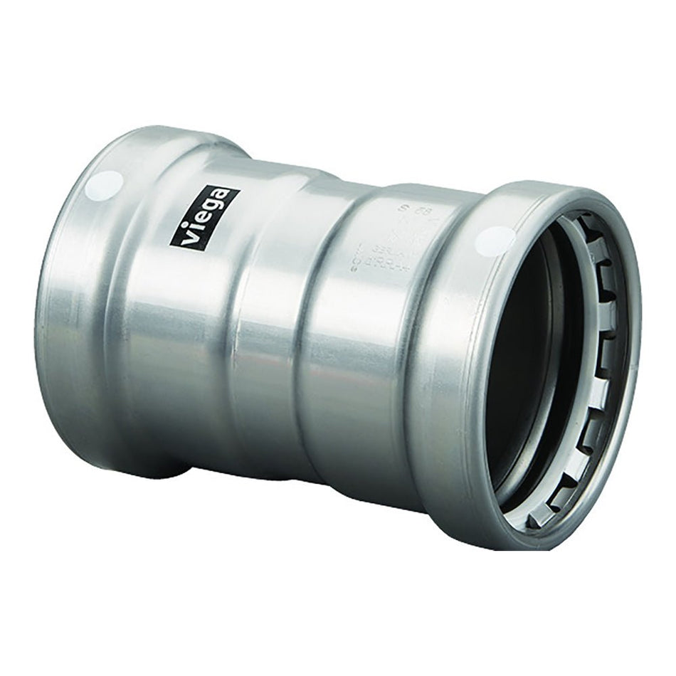 Viega MegaPress 2 - 1/2" Carbon Steel Coupling w/Stop w/FMK Double Press Connection - Smart Connect Technology - Get Tight Gear