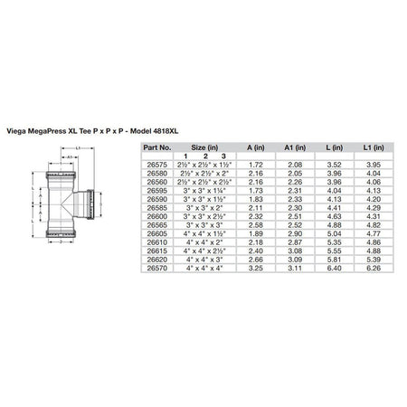 Viega MegaPress 2 - 1/2" Carbon Steel Tee w/FKM - Triple Press Connection - Smart Connect Technology - Get Tight Gear