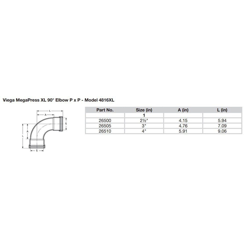 Viega MegaPress 3" 90 Carbon Steel Elbow w/FKM - Double Press Connection - Smart Connect Technology - Get Tight Gear
