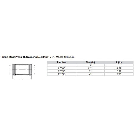 Viega MegaPress 3" Carbon Steel Coupling w/o Stop w/FMK - Double Press Connection - Smart Connect Technology - Get Tight Gear