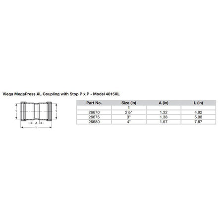 Viega MegaPress 3" Carbon Steel Coupling w/Stop w/FMK Double Press Connection - Smart Connect Technology - Get Tight Gear