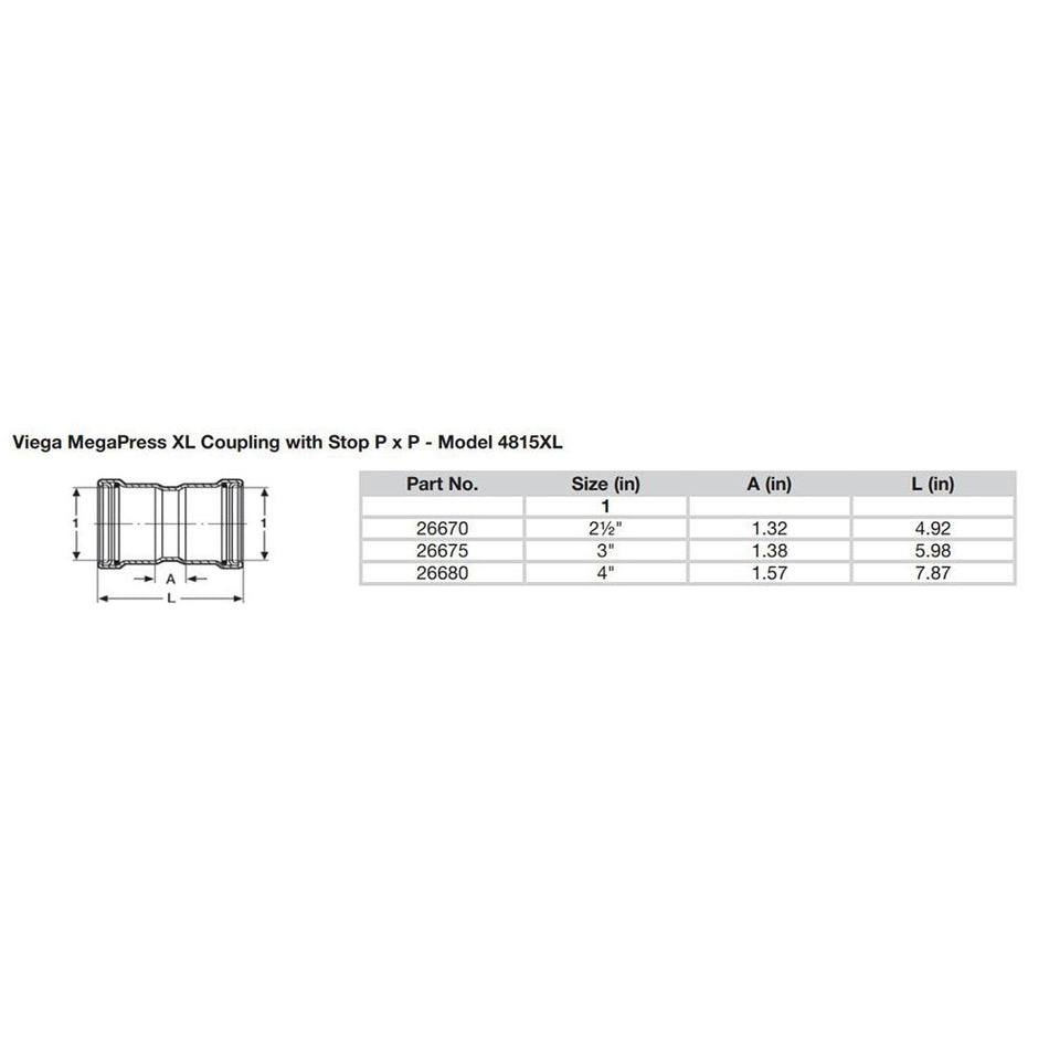 Viega MegaPress 3" Carbon Steel Coupling w/Stop w/FMK Double Press Connection - Smart Connect Technology - Get Tight Gear