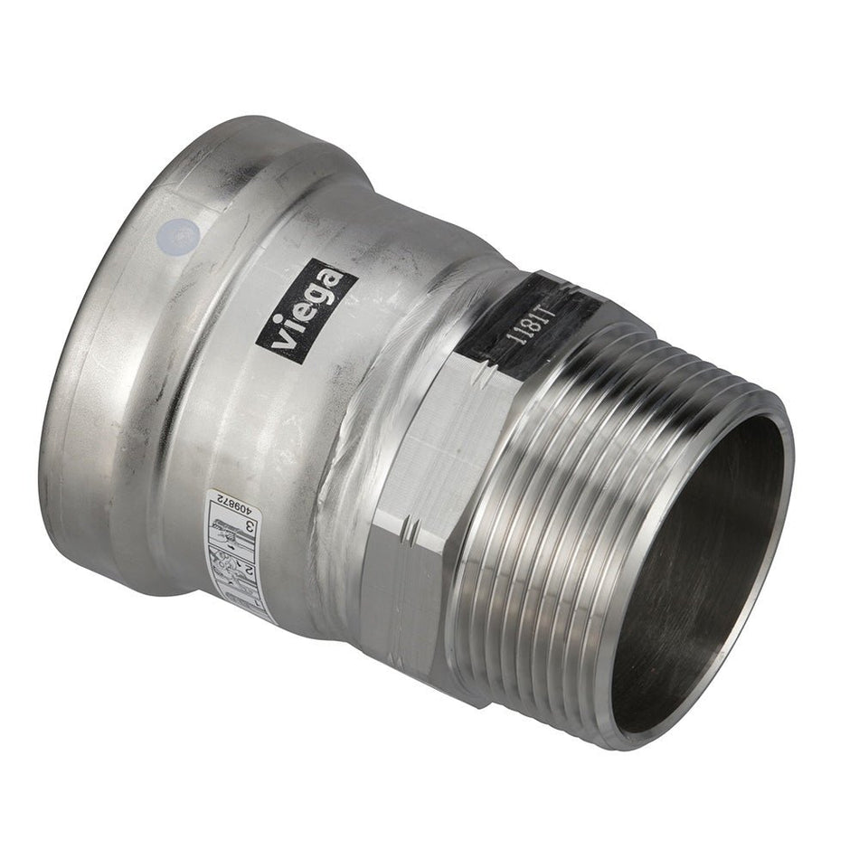 Viega MegaPress 316 FKM MPT Adapter - 3" x 3" (MPT) - Get Tight Gear