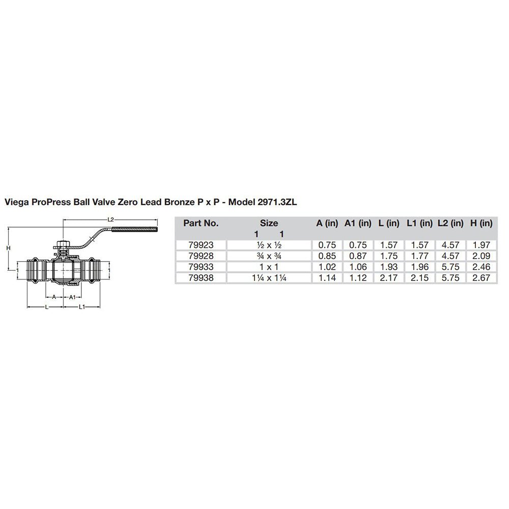 Viega ProPress 1 - 1/4" Zero Lead Bronze Ball Valve w/Stainless Stem - Double Press Connection - Smart Connect Technology - Get Tight Gear