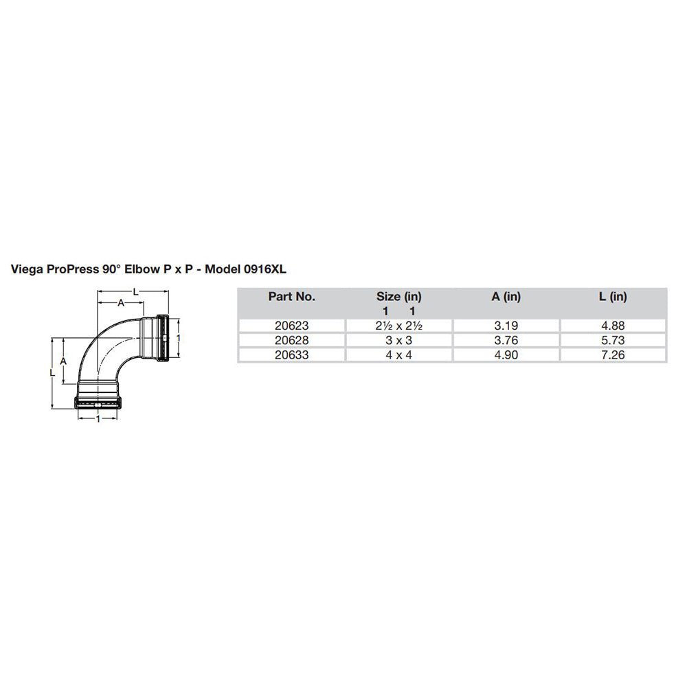 Viega ProPress 2 - 1/2" - 90 Copper Elbow - Double Press Connection - Smart Connect Technology - Get Tight Gear