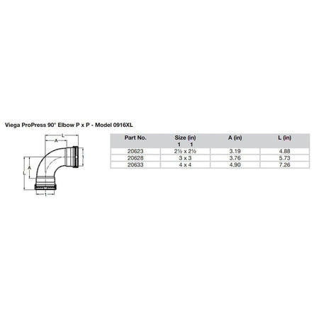 Viega ProPress 2 - 1/2" - 90 Copper Elbow - Double Press Connection - Smart Connect Technology - Get Tight Gear