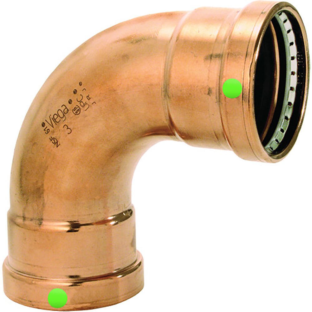 Viega ProPress 2 - 1/2" - 90 Copper Elbow - Double Press Connection - Smart Connect Technology - Get Tight Gear