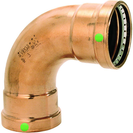 Viega ProPress 2 - 1/2" - 90 Copper Elbow - Double Press Connection - Smart Connect Technology - Get Tight Gear