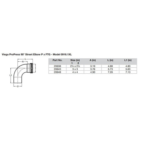 Viega ProPress 2 - 1/2" - 90 Copper Elbow - Street/Press Connection - Smart Connect Technology - Get Tight Gear