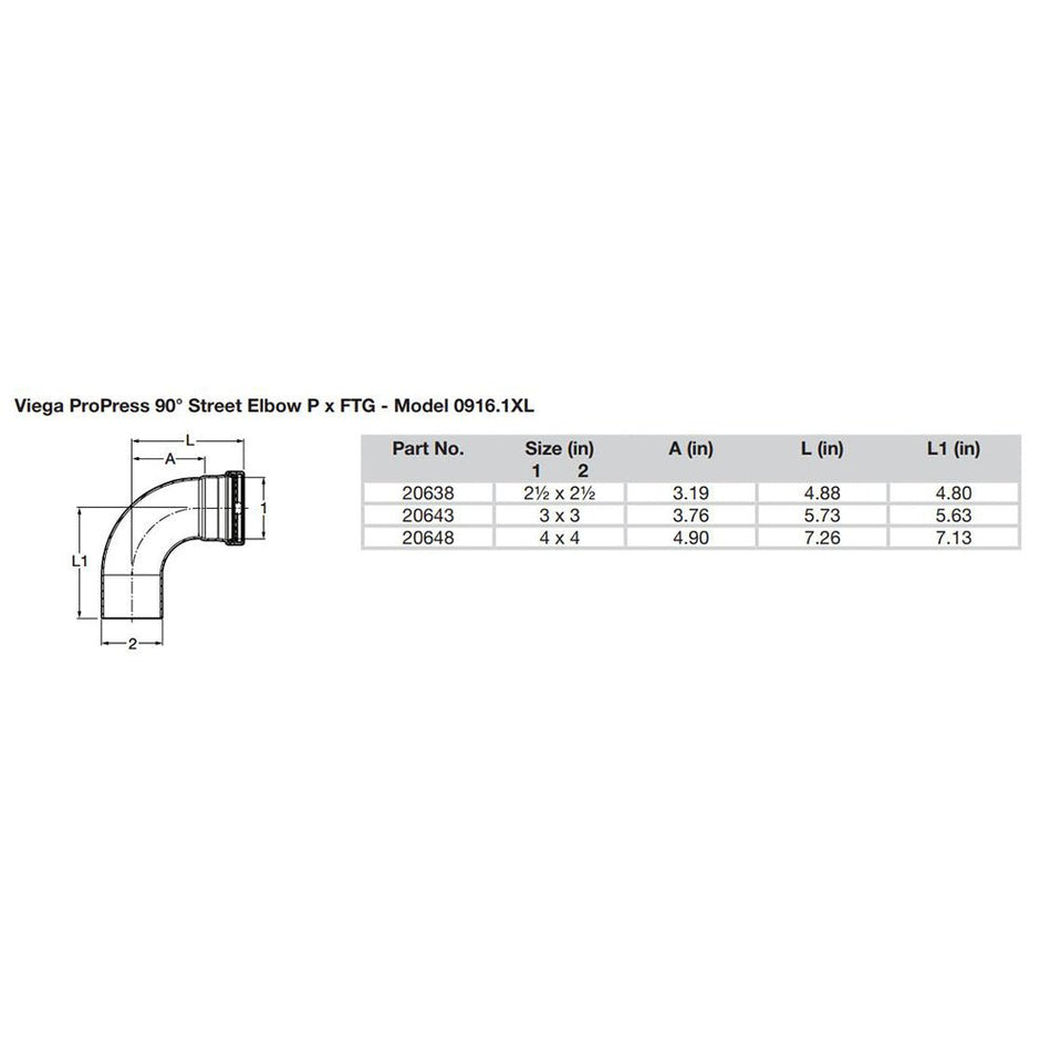 Viega ProPress 2 - 1/2" - 90 Copper Elbow - Street/Press Connection - Smart Connect Technology - Get Tight Gear