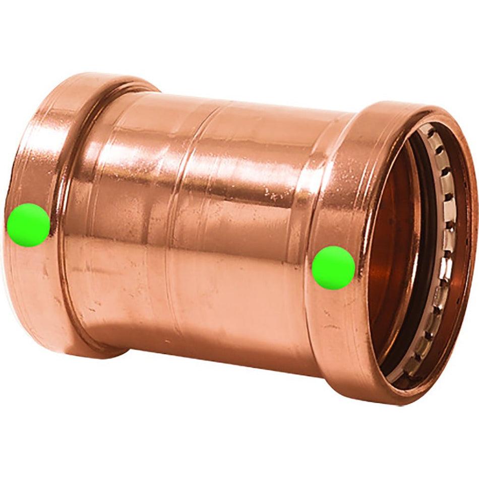 Viega ProPress 2 - 1/2" Copper Coupling w/o Stop - Double Press Connection - Smart Connect Technology - Get Tight Gear