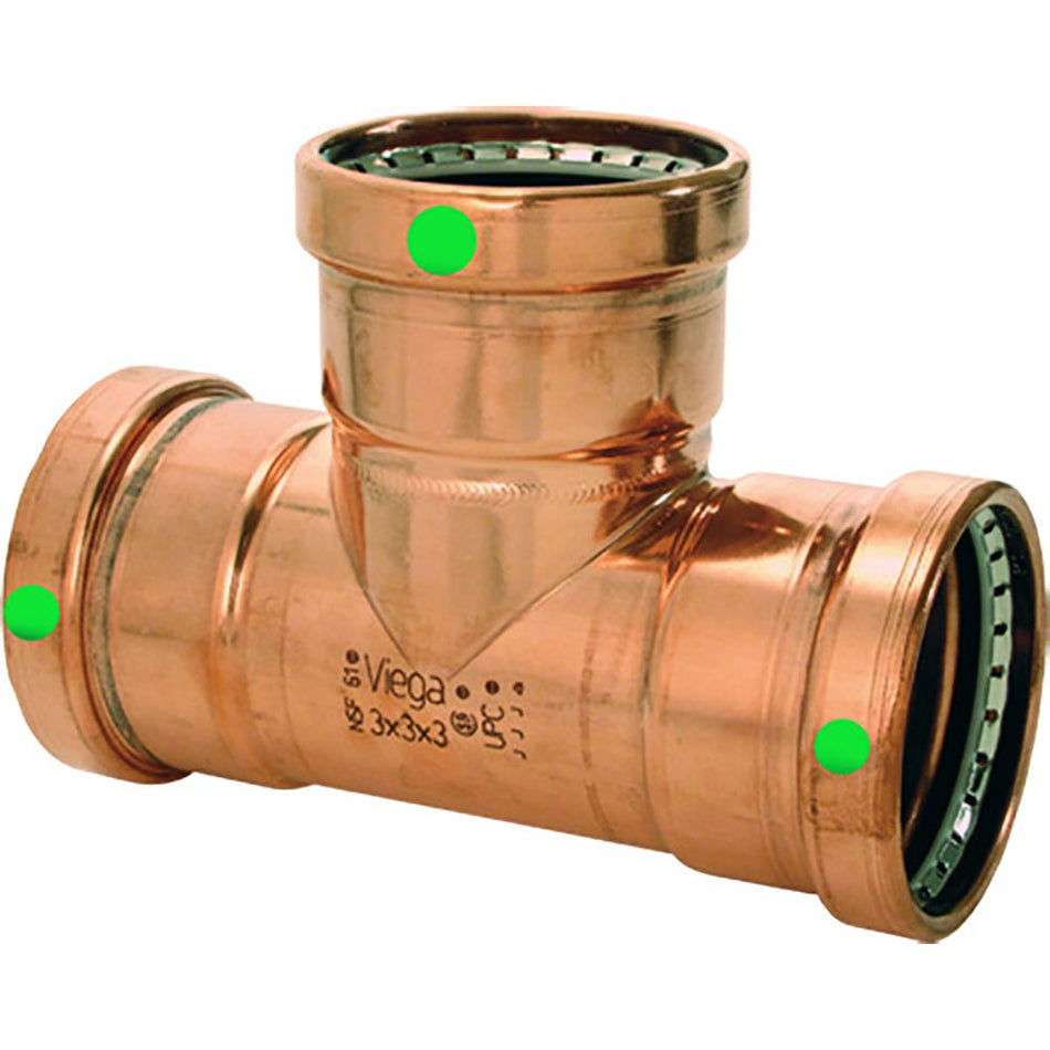 Viega ProPress 2 - 1/2" Copper Tee - Triple Press Connection - Smart Connect Technology - Get Tight Gear