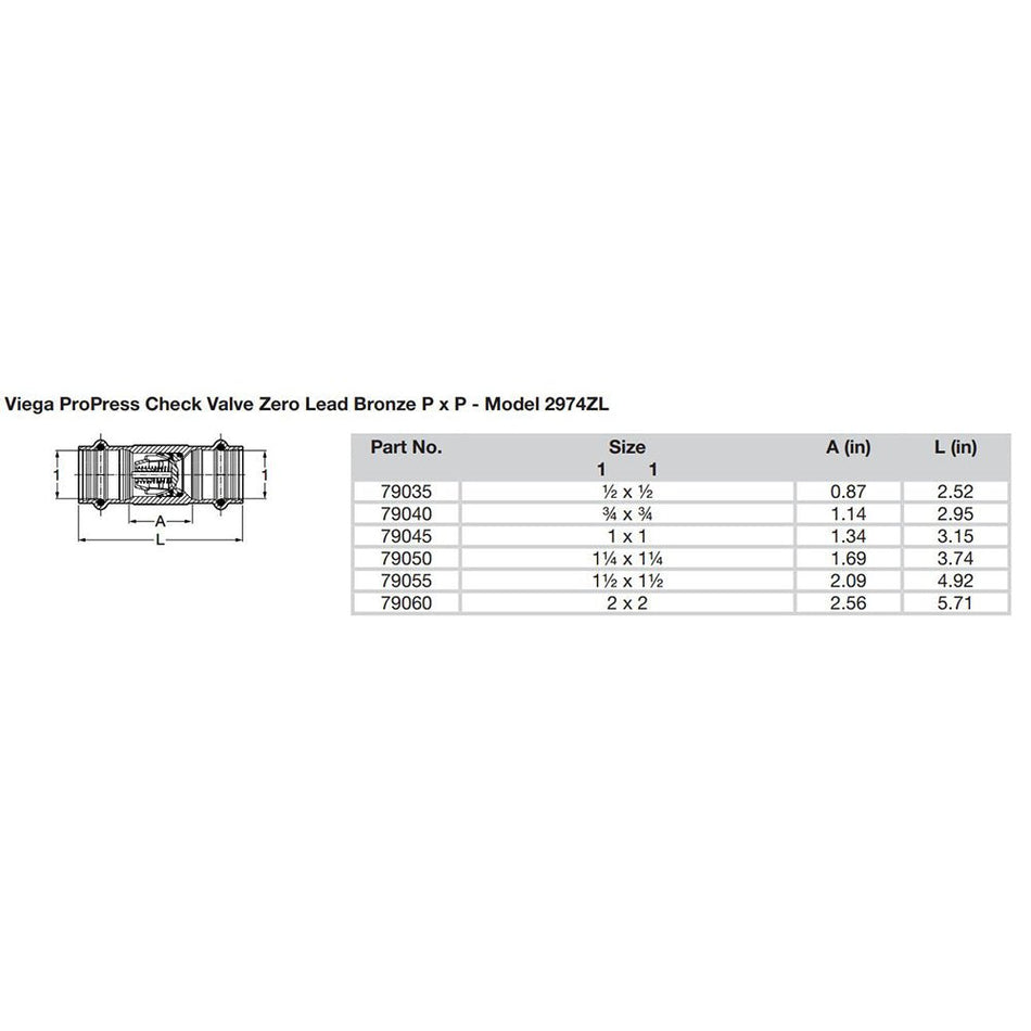 Viega ProPress 2" Zero Lead Check Valve - Double Press Connection - Smart Connect Technology - Get Tight Gear
