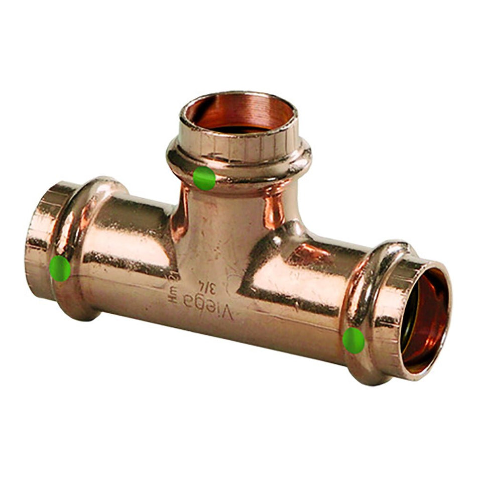 Viega ProPress 3/4" Copper Tee - Triple Press Connection - Smart Connect Technology - Get Tight Gear