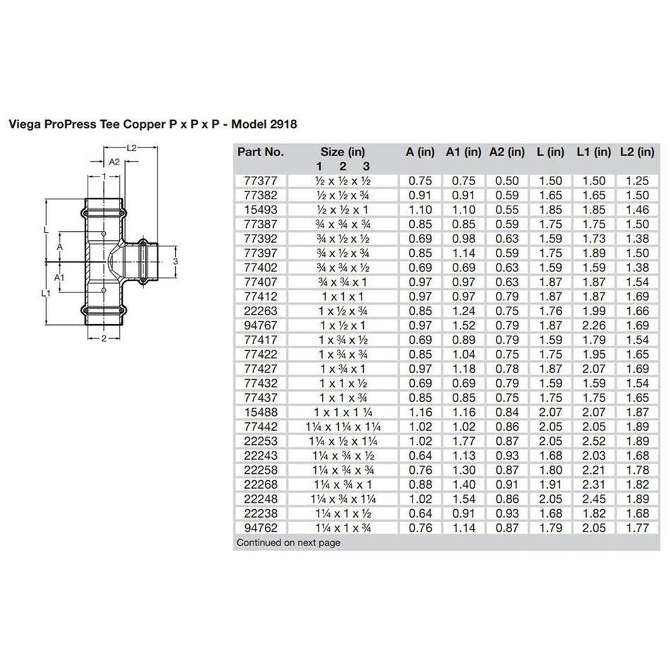 Viega ProPress 3/4" Copper Tee - Triple Press Connection - Smart Connect Technology - Get Tight Gear