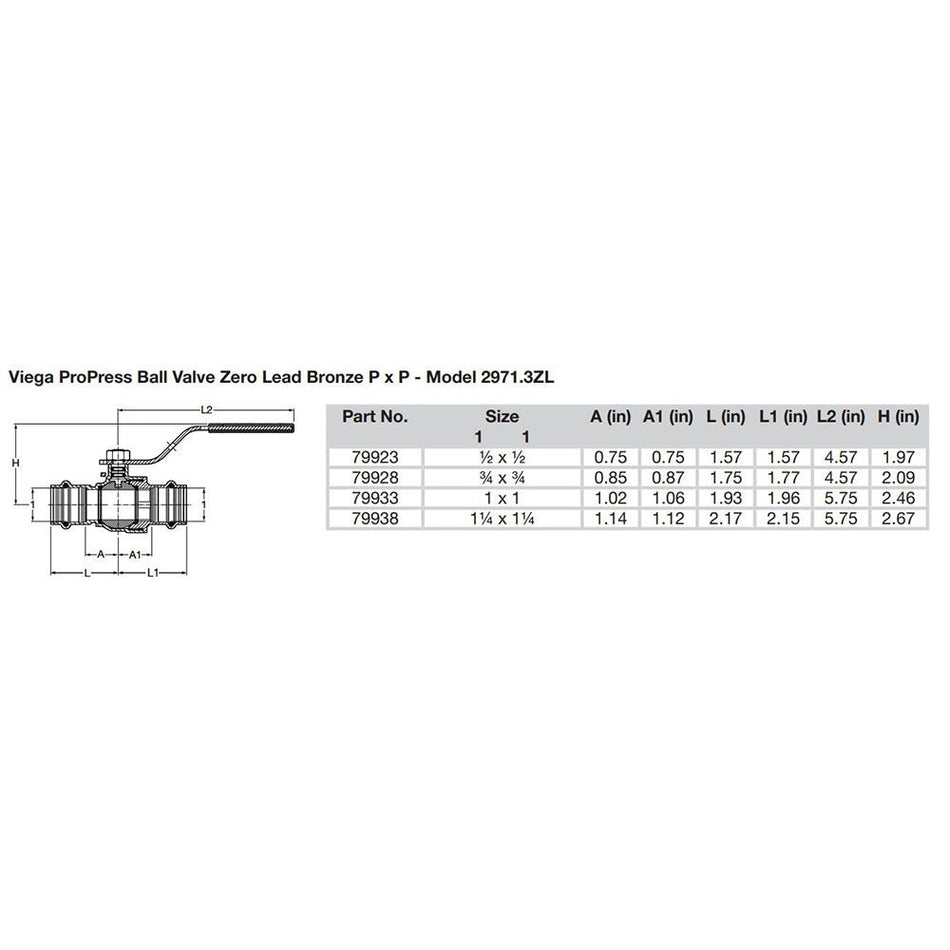 Viega ProPress 3/4" Zero Lead Bronze Ball Valve w/Stainless Stem - Double Press Connection - Smart Connect Technology - Get Tight Gear