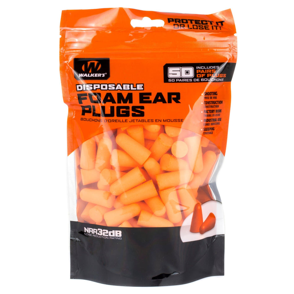 WALKER'S FOAM EAR PLUGS 50PK BAG - Get Tight Gear