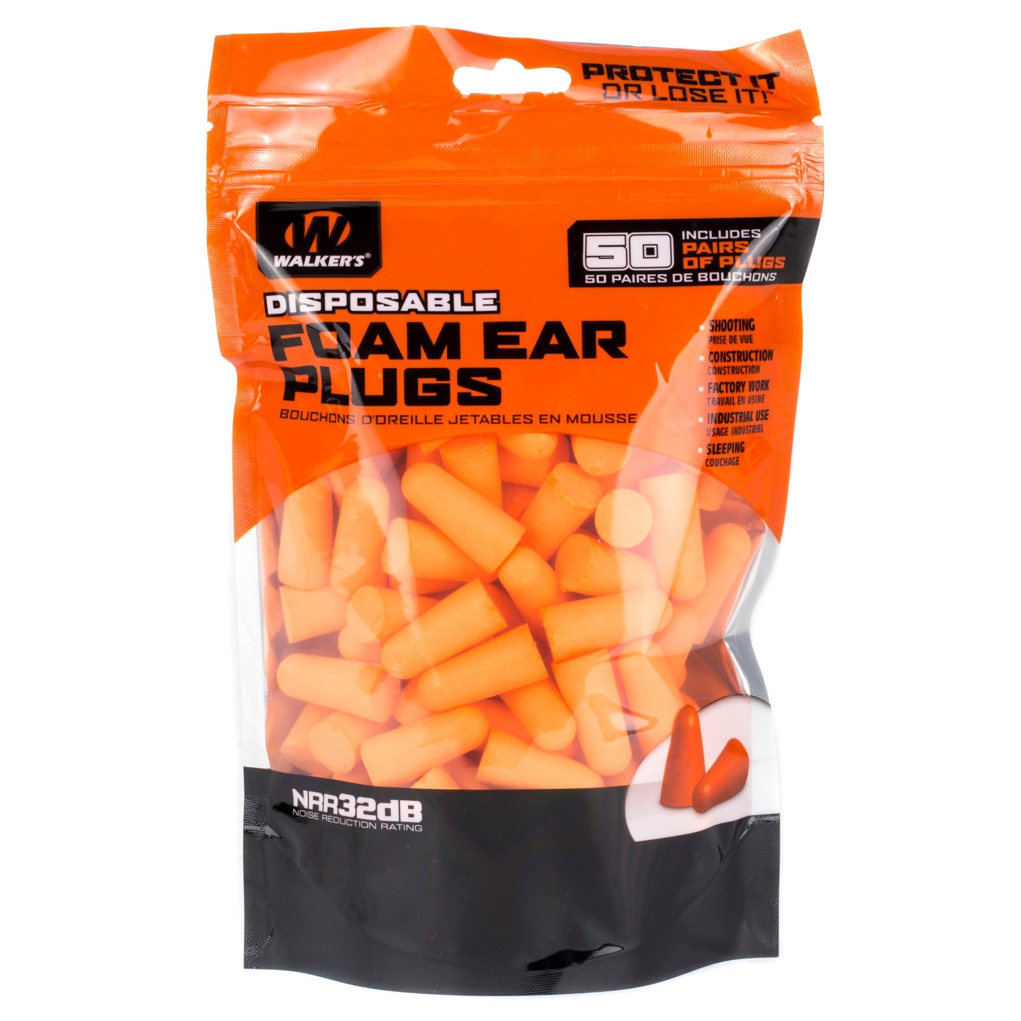 WALKER'S FOAM EAR PLUGS 50PK BAG - Get Tight Gear