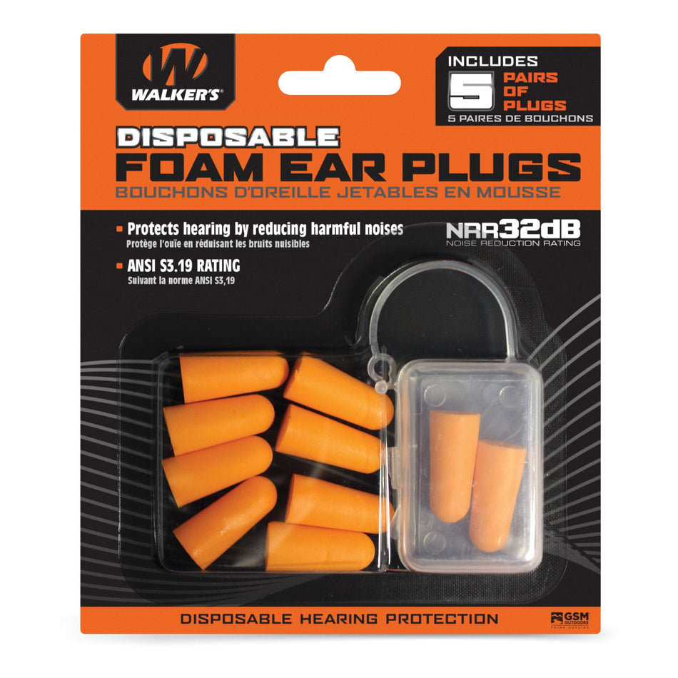 WALKER'S FOAM EAR PLUGS 5PK BLISTER - Get Tight Gear