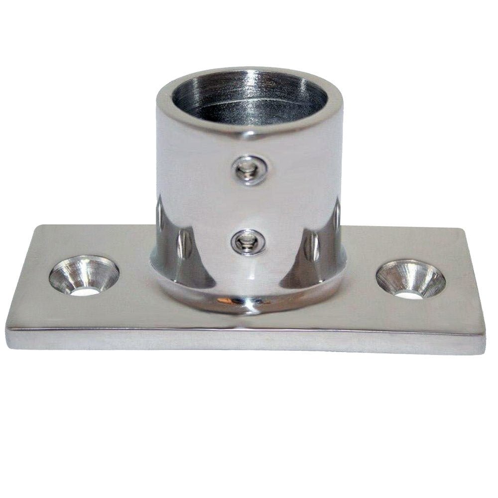 Whitecap 1" O.D. 90 2 - Hole Rectangle Base SS Rail Fitting - Get Tight Gear