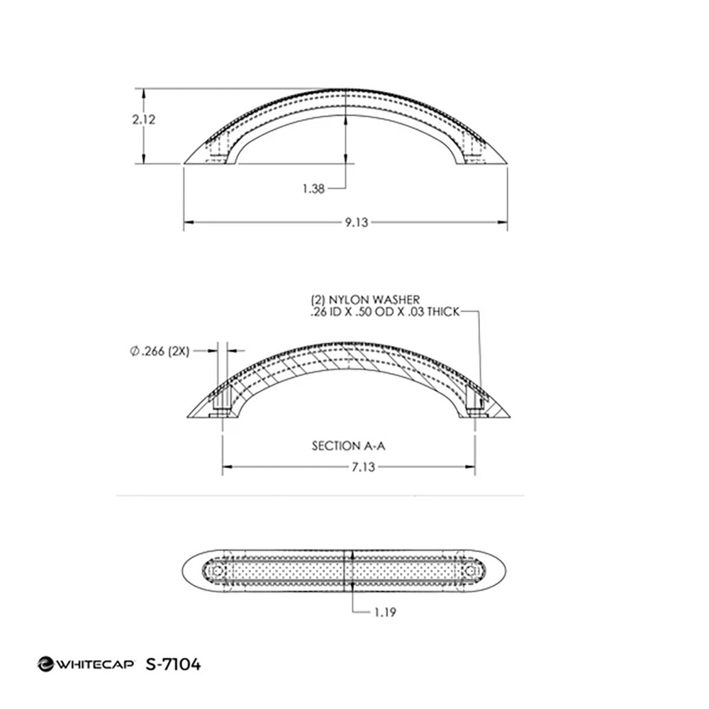 Whitecap 9" Stainless Steel Grab Handle with UV - Resistant Black Vinyl Inlay - Get Tight Gear